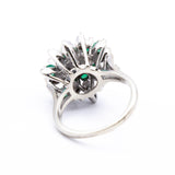 Platinum Diamond and Emerald Ring