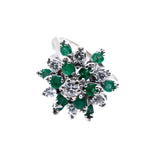 Platinum Diamond and Emerald Ring