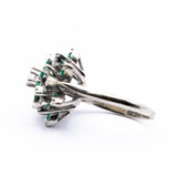 Platinum Diamond and Emerald Ring