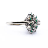 Platinum Diamond and Emerald Ring