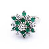 Platinum Diamond and Emerald Ring