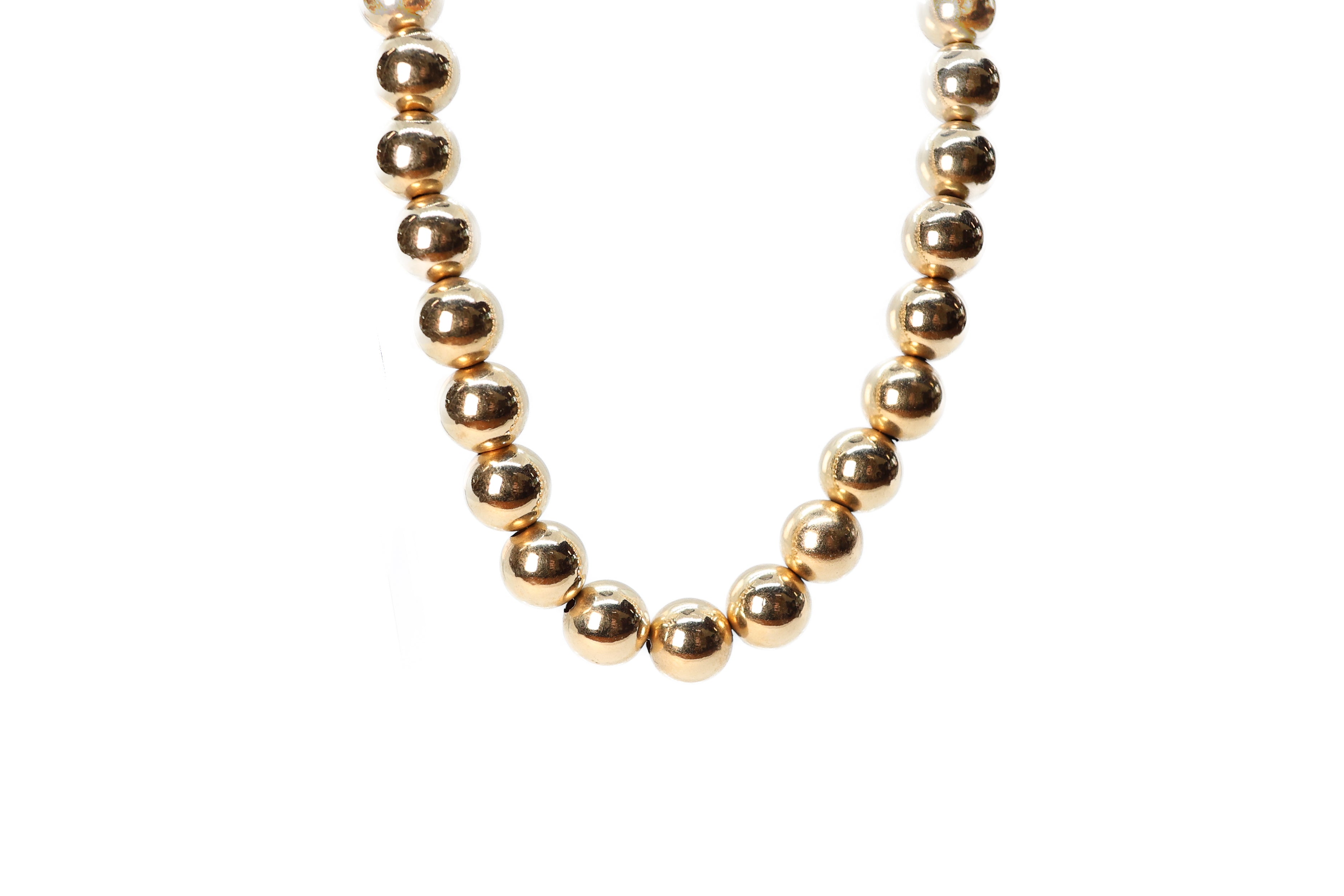 14k Gold Diamond Cut Bead Necklace - Zoe Lev Jewelry