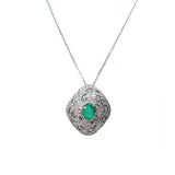 Emerald and Diamond Art Deco Necklace