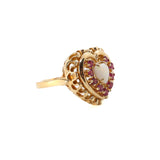 Ruby and Opal Heart Ring