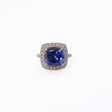 Sapphire and Diamond Halo Ring