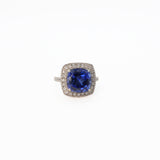 Sapphire and Diamond Halo Ring