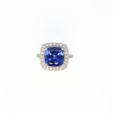 Sapphire and Diamond Halo Ring